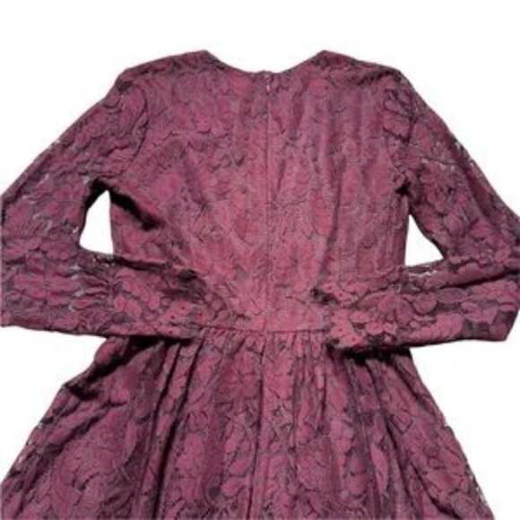 Alexia Admor Maroon Long Sleeve Lace Knee Length Dress S - Picture 9 of 9